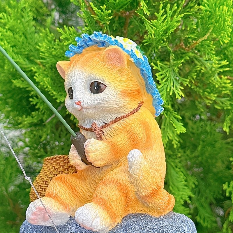 置物 オブジェ ガーデンオーナメント 釣りをしているネコ ねこ 猫 屋内 室内 屋外 インテリア 玄関 リビング ダイニング 装飾 庭 ガーデニング 装飾 ガーデン 樹脂 ユニーク ギフト インテリア用品 贈り物 雑貨 可愛い 池オブジェ STEELWINDOWSANDDOORS_COM