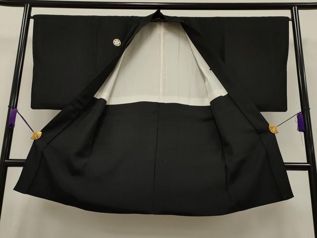 平和屋着物＃男性 長羽織 黒紋付き 正絹 CAAT5814id