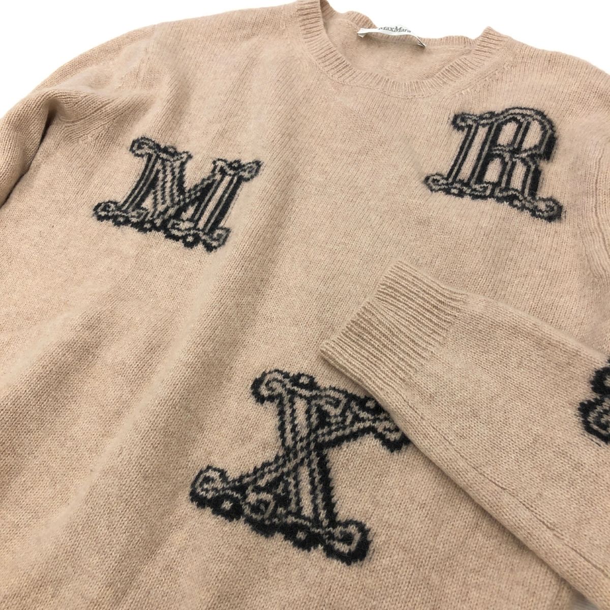 良好 MAX MARA マックスマーラ  アイコンニット Mサイズ  ベージュ カシミヤ100％ レディース 長袖 クルーネック　240002225359 レディース 良好 MAX MARA マックスマーラ アイコンニット Mサイズ