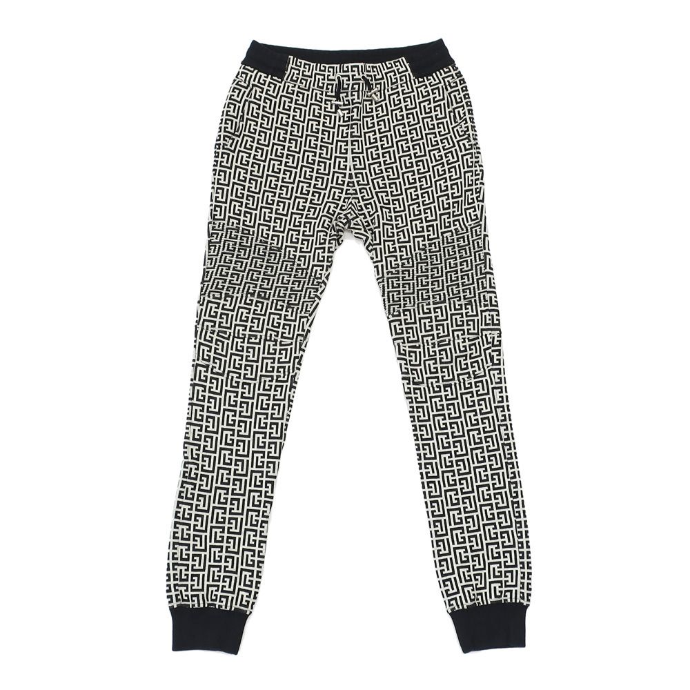 天白 BALMAIN バルマン スウェットパンツ 080001289 表記サイズM ホワイト|ブラック 白 コットンバイカースウェットパンツ ボトムス アパレル 服 メンズ