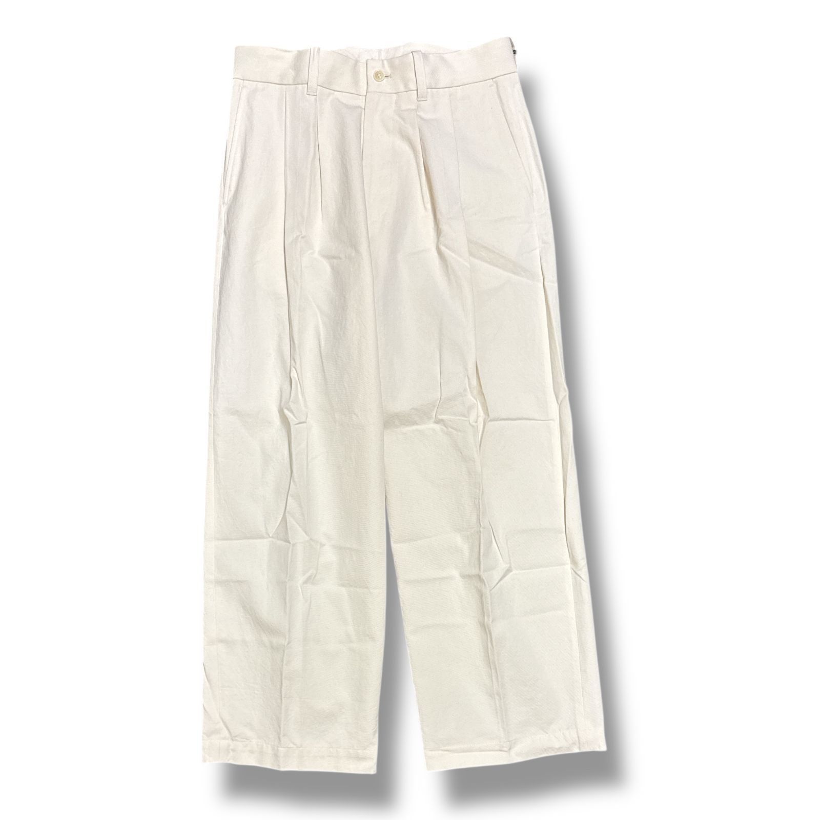 参考上代35200円 stein 21SS WIDE STRAIGHT TROUSERS ワイド ストレートトラウザー タックテーパードパンツ シュタイン ST.227-3 アイボリー S 92565A7