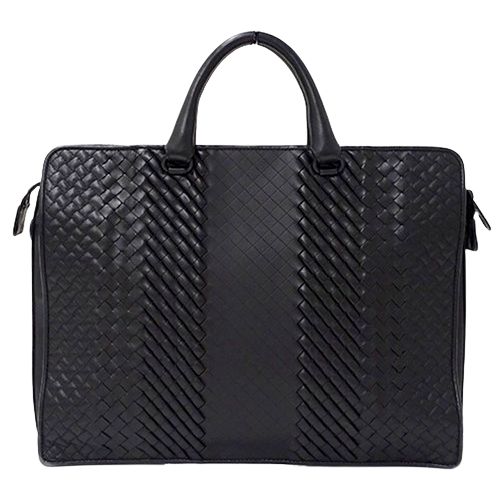 ボッテガ・ヴェネタ BOTTEGAVENETA バッグ メンズ ブランド イントレチャート ビジネスバッグ レザー ブラック 474438 黒 ブリーフケース 書類かばん 大容量 A4 通勤 【中古】