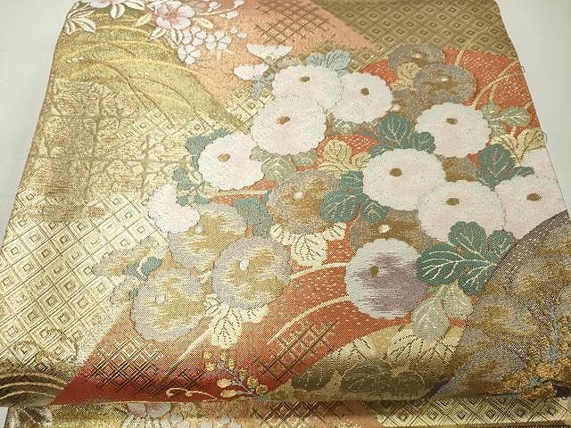 A 15袋帯 六通柄 やまと誂製 花　金彩糸　美品　フォーマル　正絹 着物 AA15袋帯 六通柄 金彩糸 大花柄 正絹 着物 - メルカリ