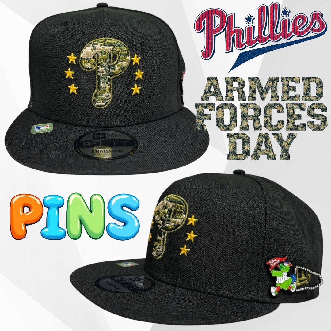 9FIFTYスナップバック マスコットピンズ付き フィリーズ ARMEDFORCES DAY ミリタリー カモフラ 迷彩 ニューエラ NEW ERA キャップ