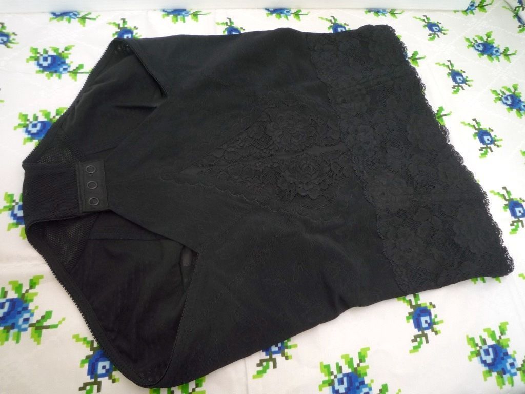 参考41800円 最 補正下着 シャンデール シャルム ハイウエストガードル Size90 ブラック 豪華ストレッチレース ヒップUP _HK7