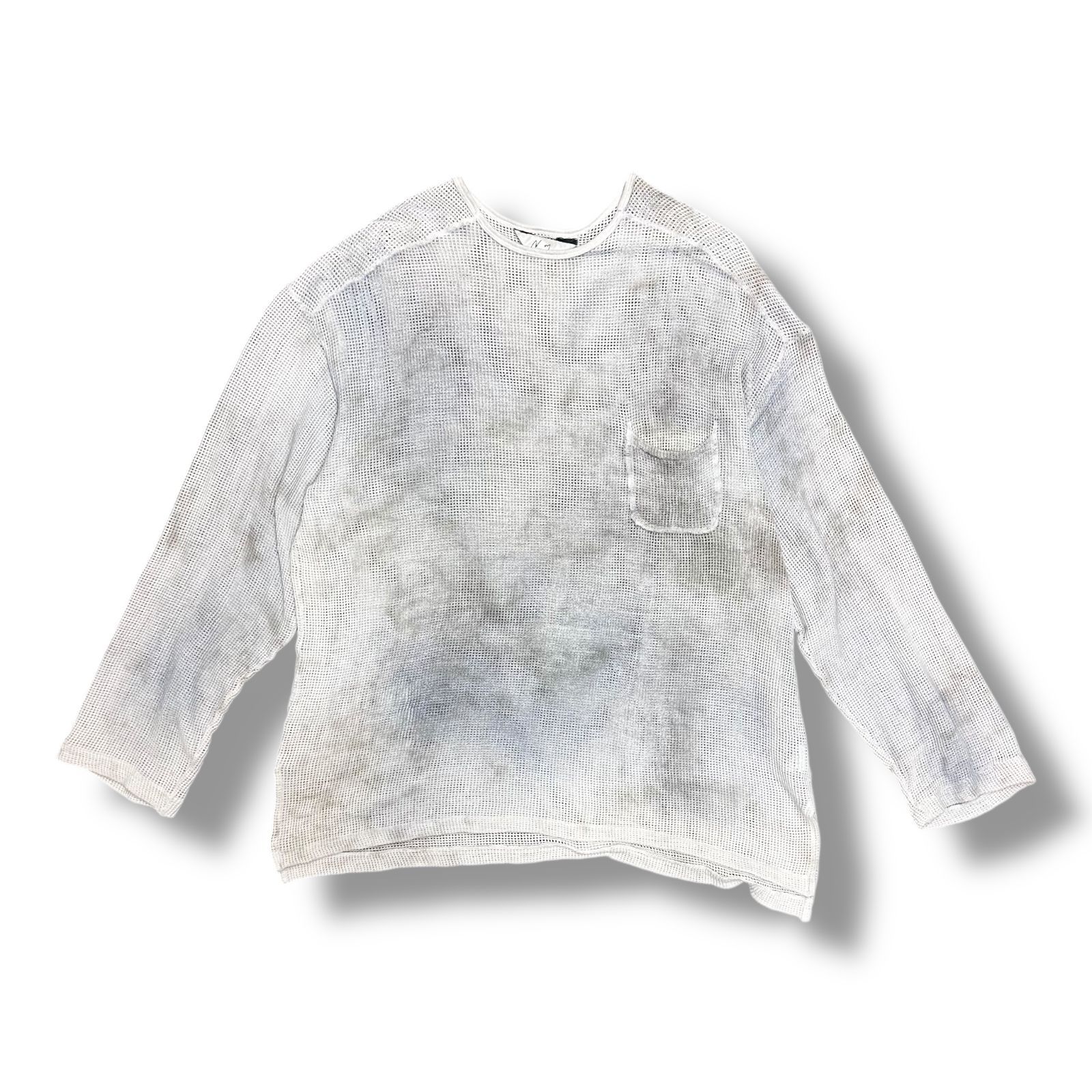 参考上代23100円 ANCELLM DYED MESH LS T-SHIRT オーバーダイ メッシュ 