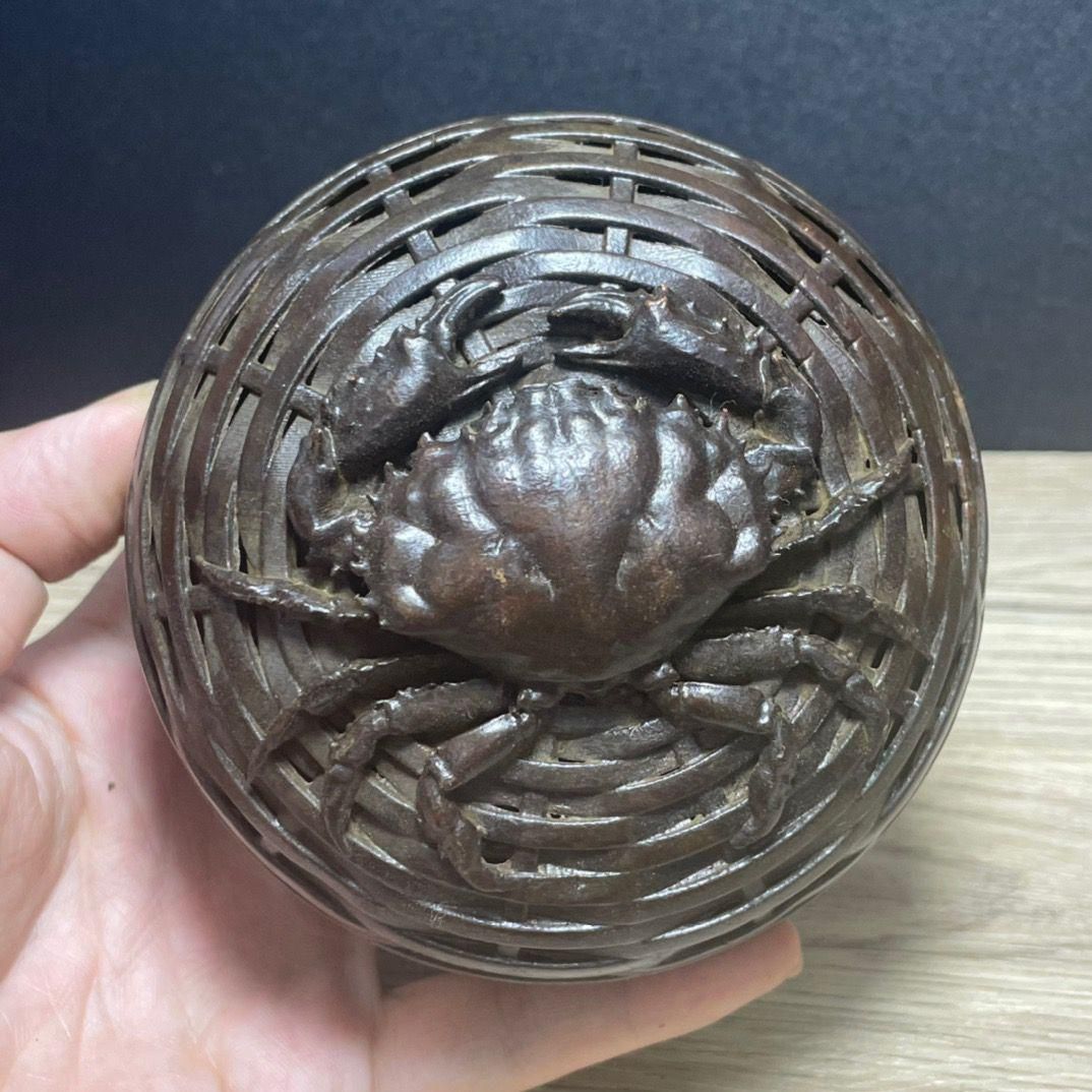 銅器 祥雲透かし彫り香炉 茶道具 香道具 装飾品 工芸品 置物