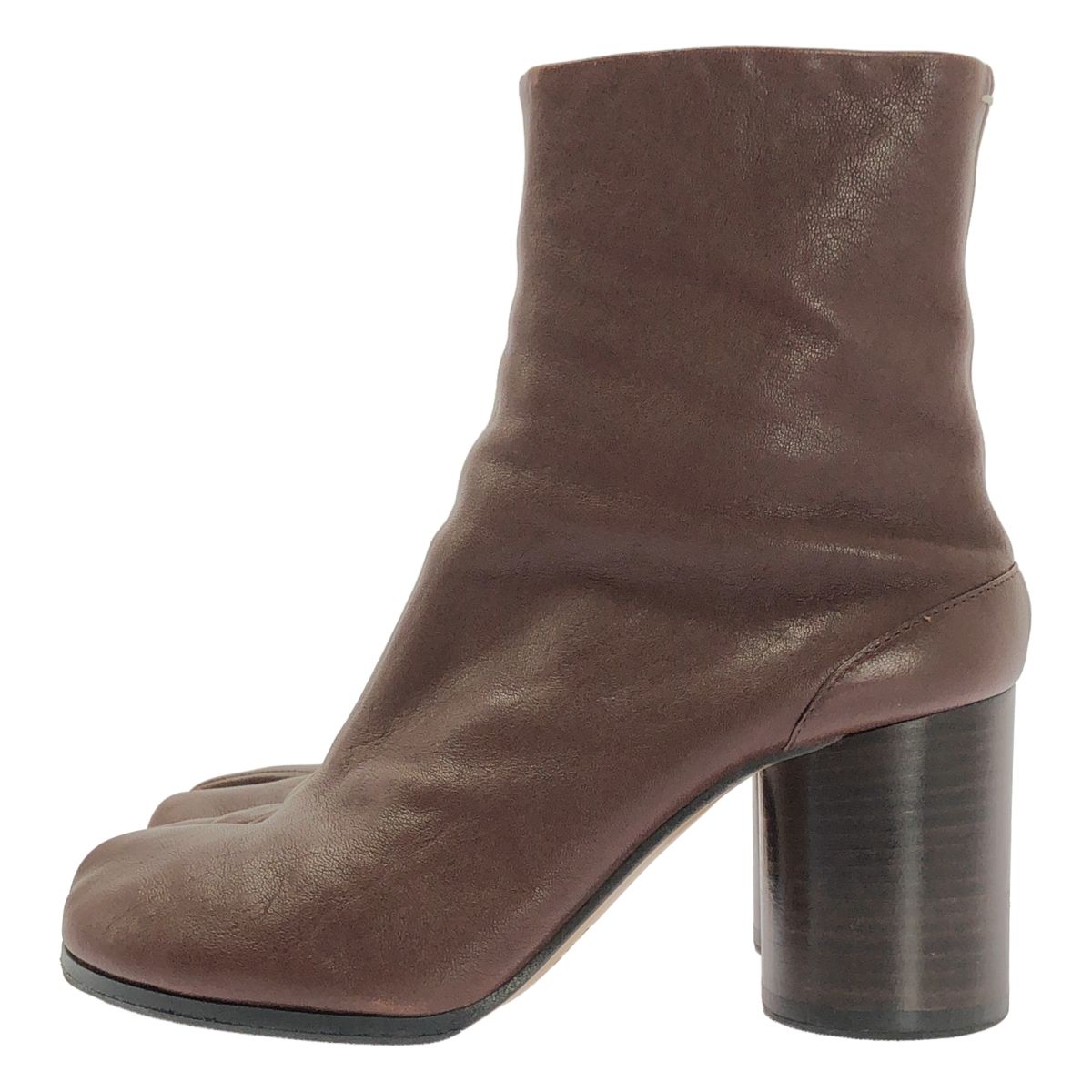 Maison Margiela | メゾンマルジェラ | 2021AW | Tabi | タビ レザー チャンキーヒール ショートブーツ ブーティ 足袋 | 38 | ブラウン | レディース