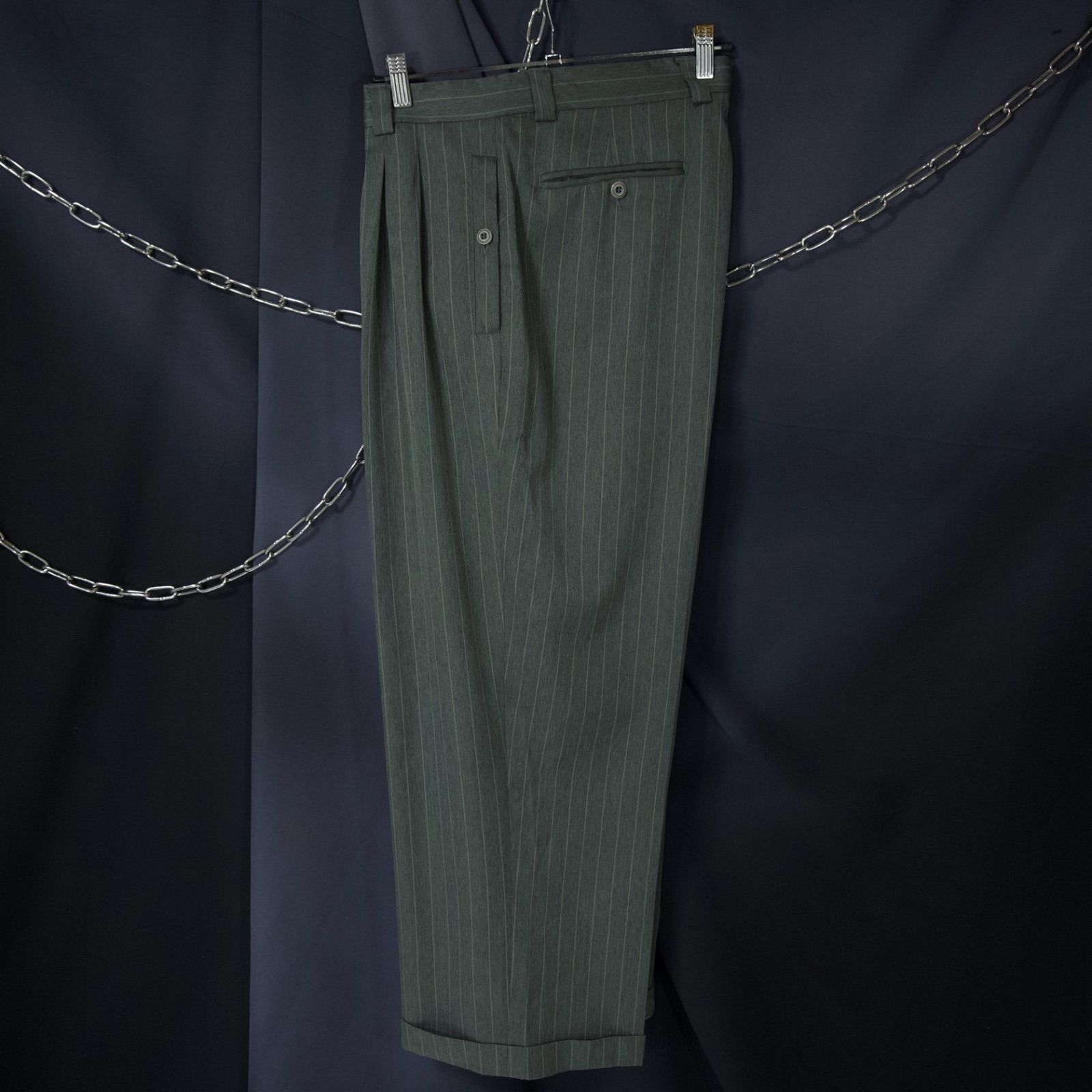 90s Smokey Joe's 2Tuck PinStriped Wide Draping Slacks 90年代