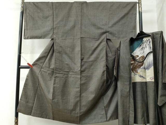 平和屋着物●男性 本場大島紬 アンサンブル 100亀甲 総詰め 羽裏 一富士二鷹三茄子 正絹 CAAW8364yc