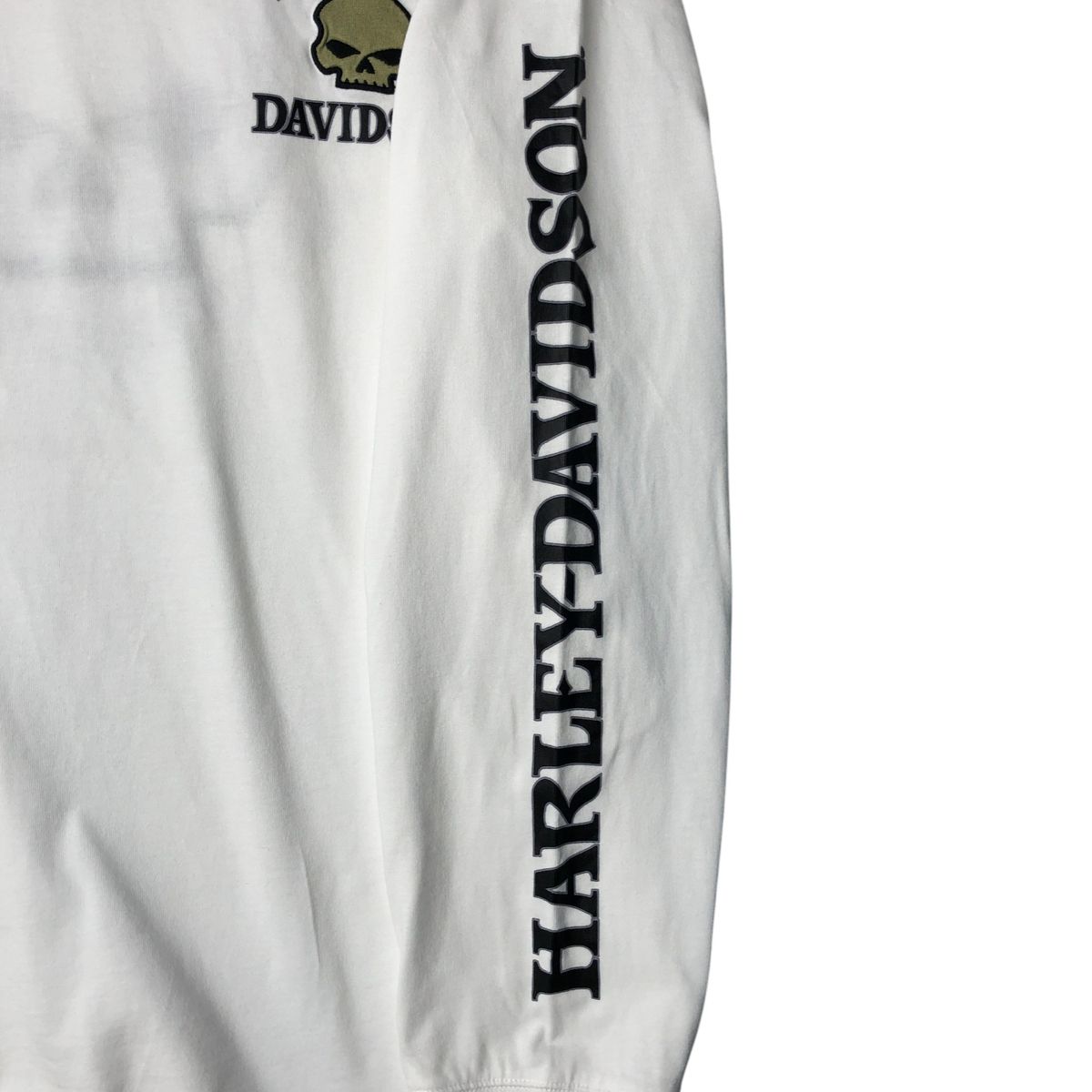 人気☆ Harley-Davidson オイル サイン ロゴ 長袖Tシャツ 古着 ハーレーダビッドソン Harley-Davidson ドクロ柄 スカル柄