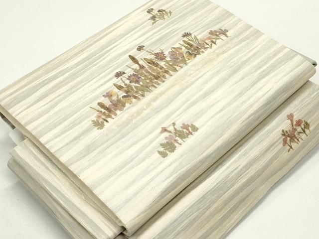 最大60％オフ！ 平和屋着物●ワンタッチつけ帯 螺鈿箔 押し花 百花繚乱 正絹 ♥ DAAW6739ob