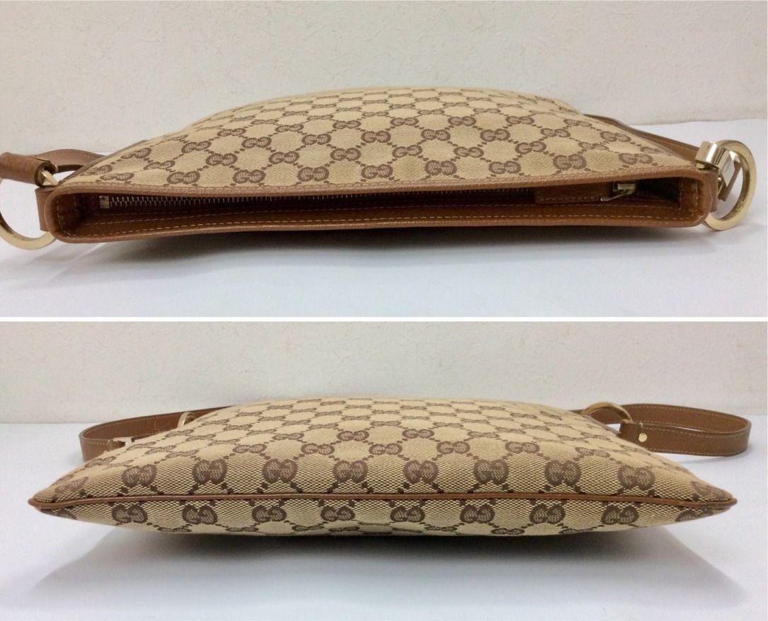【極美品✨】グッチ ショルダーバッグ GG キャンバス レザー ブラウン GUCCI （未使用 展示品）グッチ ショルダーバッグ 斜め掛け GG