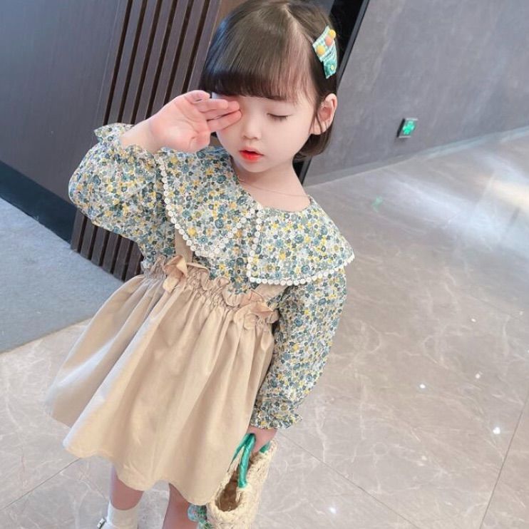 キッズ 花柄トップス＆ジャンパースカート セットアップ韓国子供服  