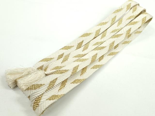 平和屋本店 上 有職組紐道明 帯締め 笹浪組 白×金 宮内庁御用 国立博物館御用 東京芸術大学御用 CXAA0664s5