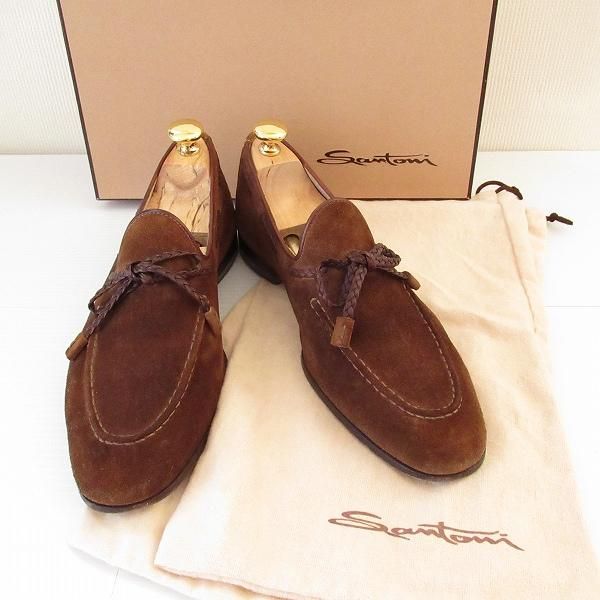ans サントーニ Santoni BEAMS F ローファー デッキシューズ 4 1/2 茶