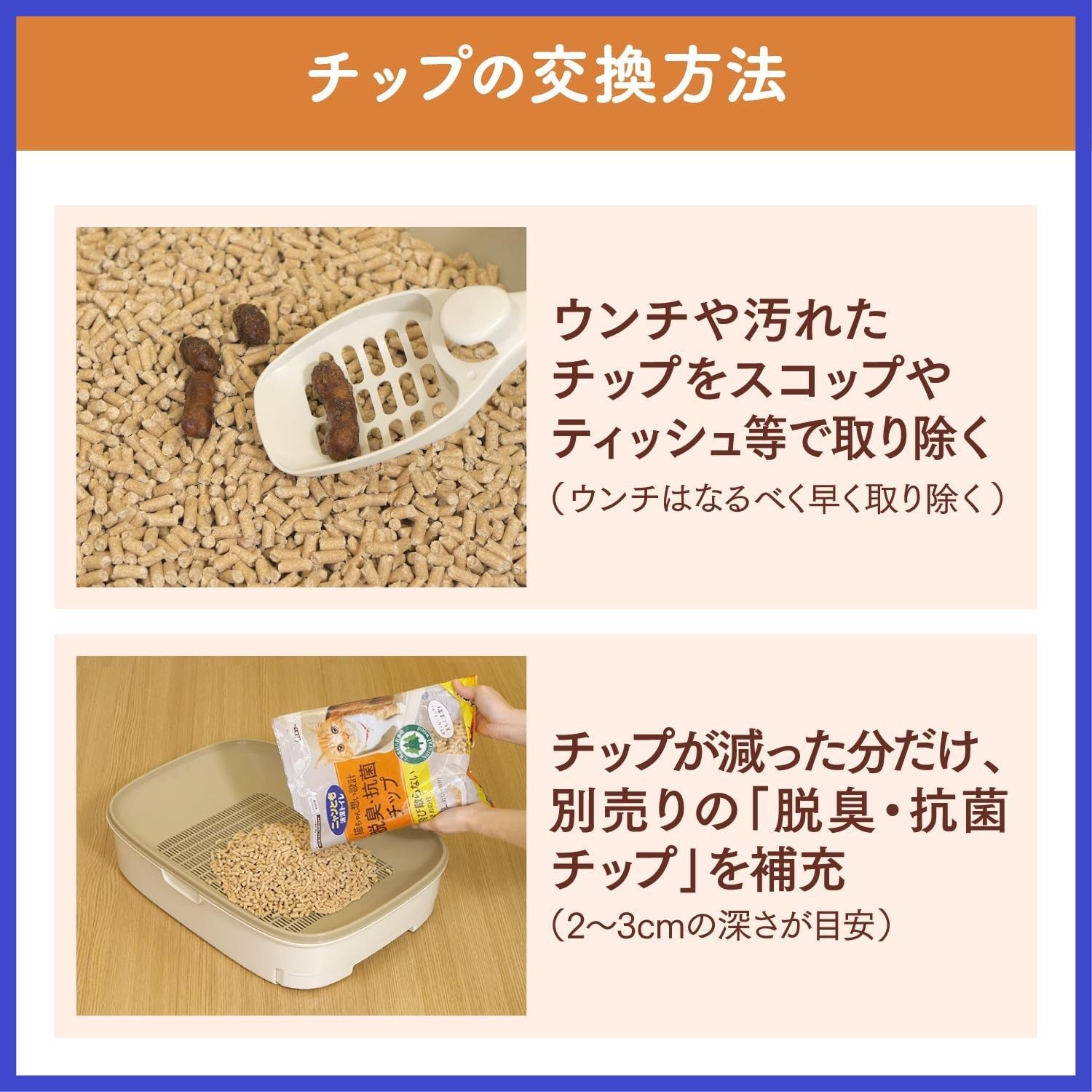 [猫砂] 極小の粒 脱臭・抗菌チップ 2.5L×6個 システムトイレ [天然素材でパワフルに脱臭] 猫用 消臭 ニャンとも清潔トイレ (ケース販売)