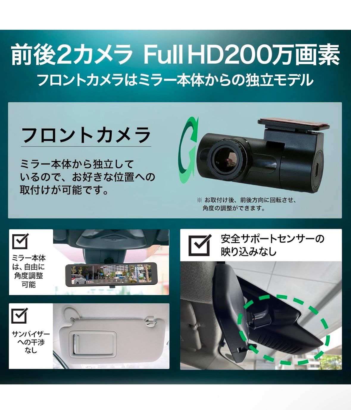 ドライブレコーダー ミラー型