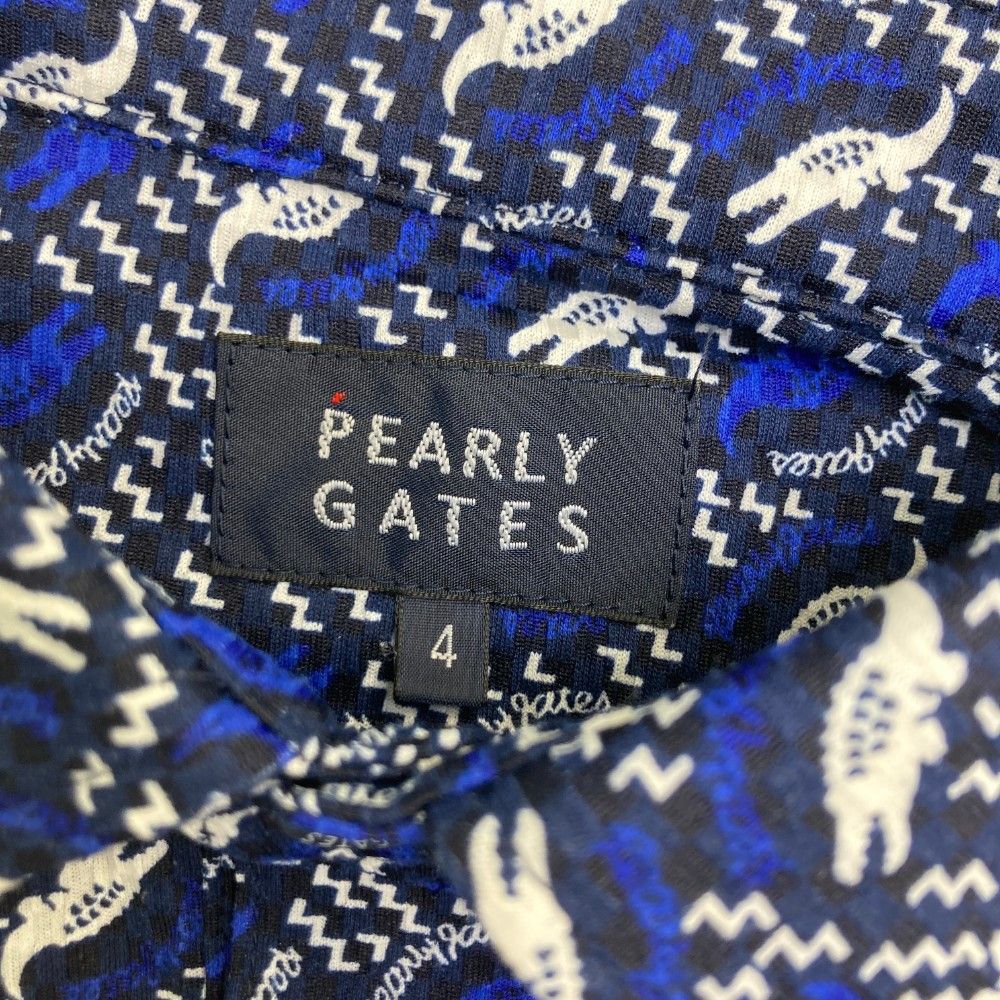 新品 パーリーゲイツ 半袖 シアサッカー ポロシャツ 4 M ネイビー 総柄 サイズ：4 PEARLY GATES パーリーゲイツ 半袖ポロシャツ シアサッカー