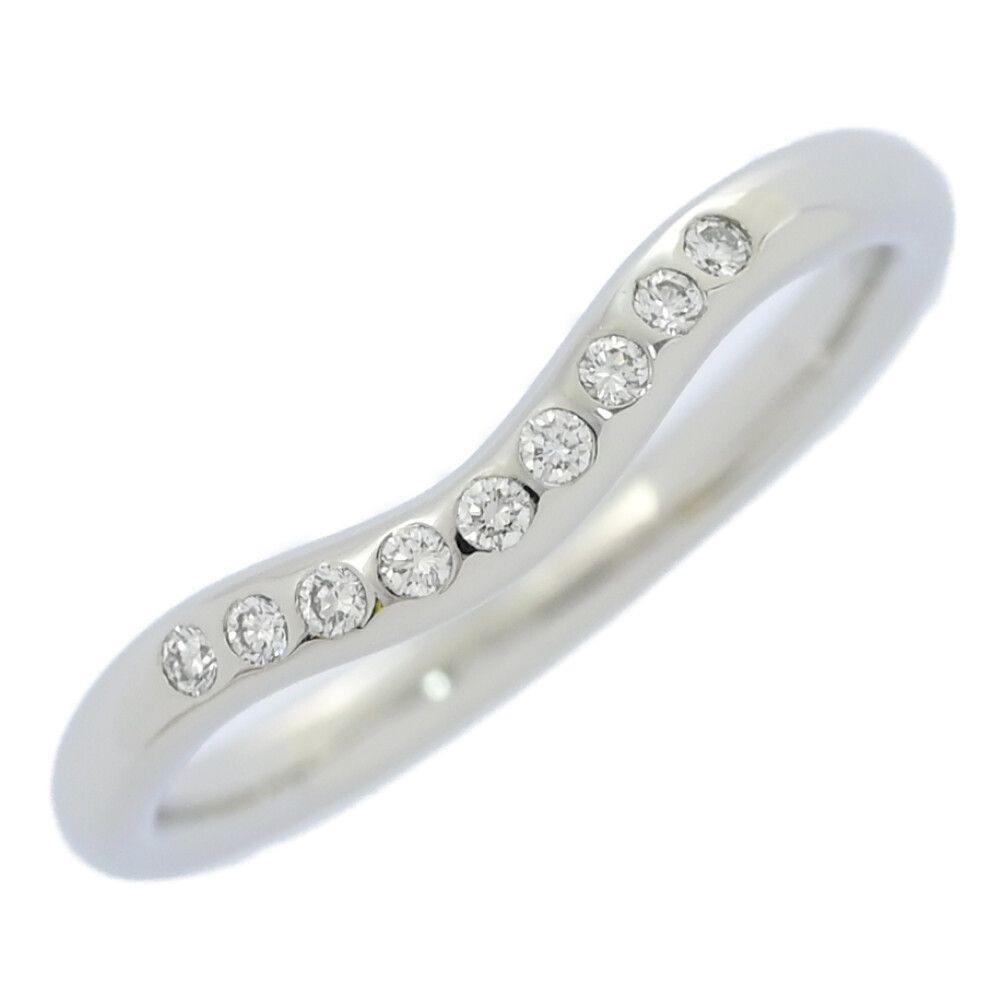 TIFFANY＆Co. ティファニー カーブバンド 9P ダイヤモンドリング 指輪|Pt950-3.2g|8.5号| 48.5|プラチナ|結婚指輪 ♀ N レディース 554692