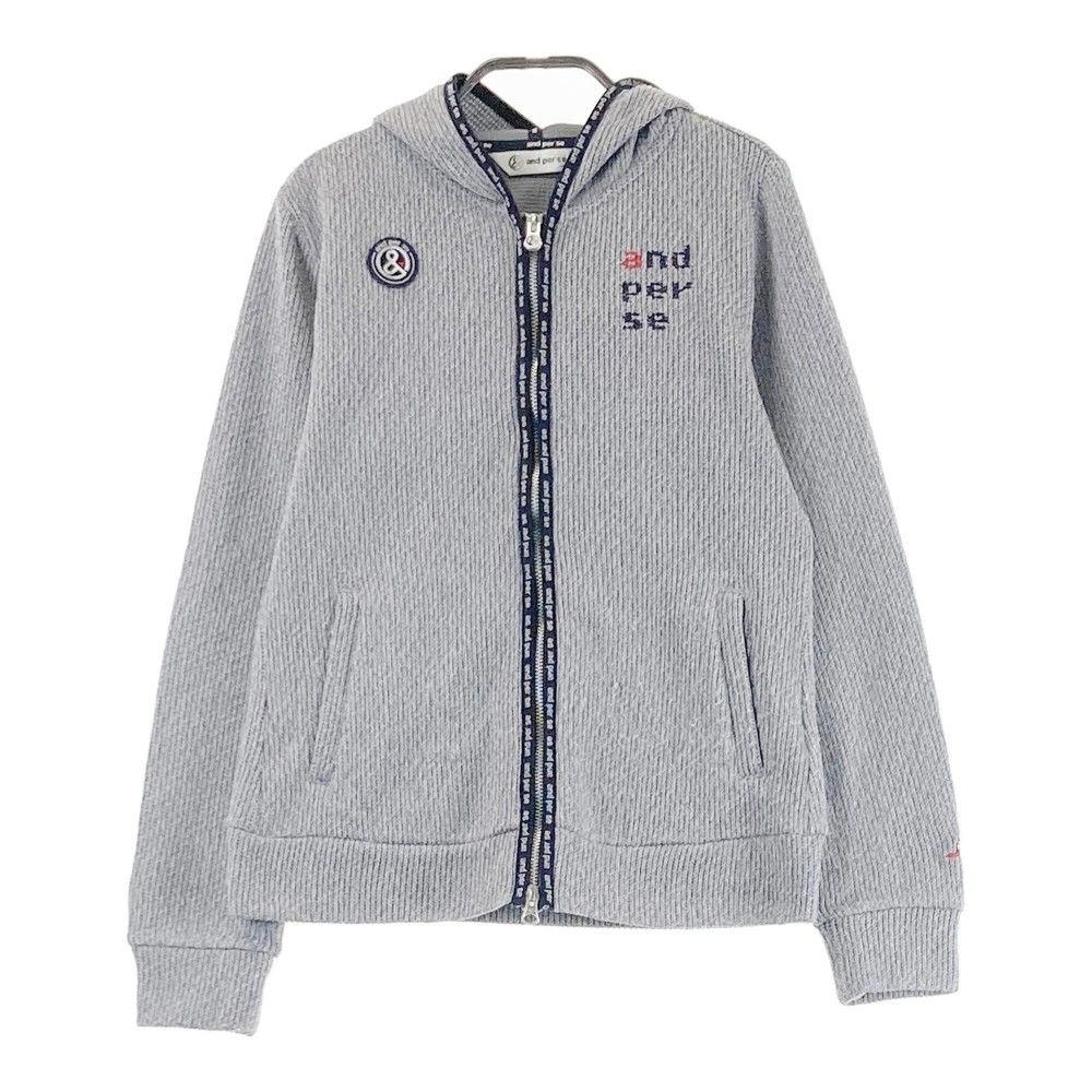 サイズ：M AND PER SE アンパスィ ニットジャケット グレー系