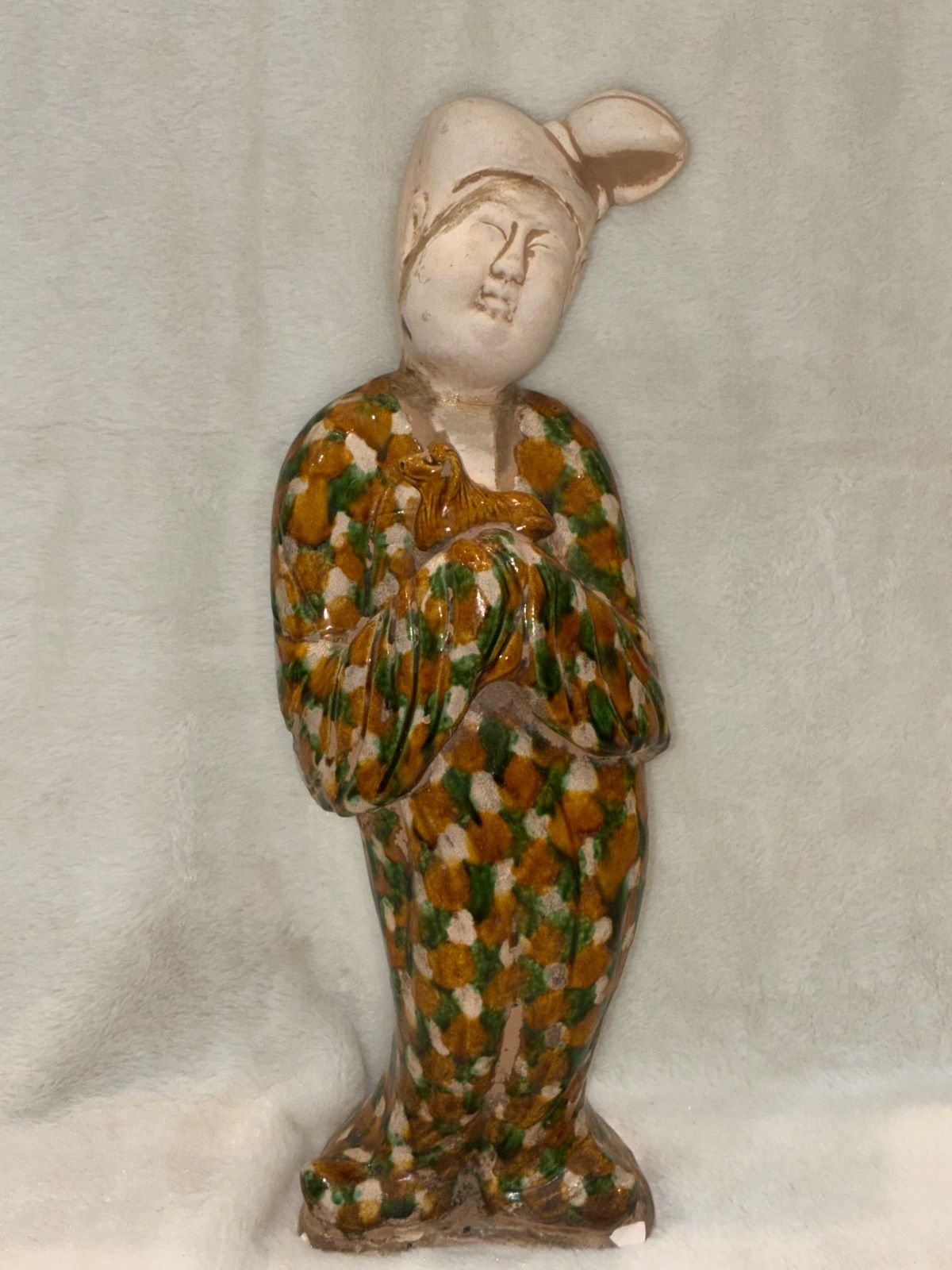 唐物 中国 陶俑 三彩風 彩色陶器 人形 置物 アンティーク