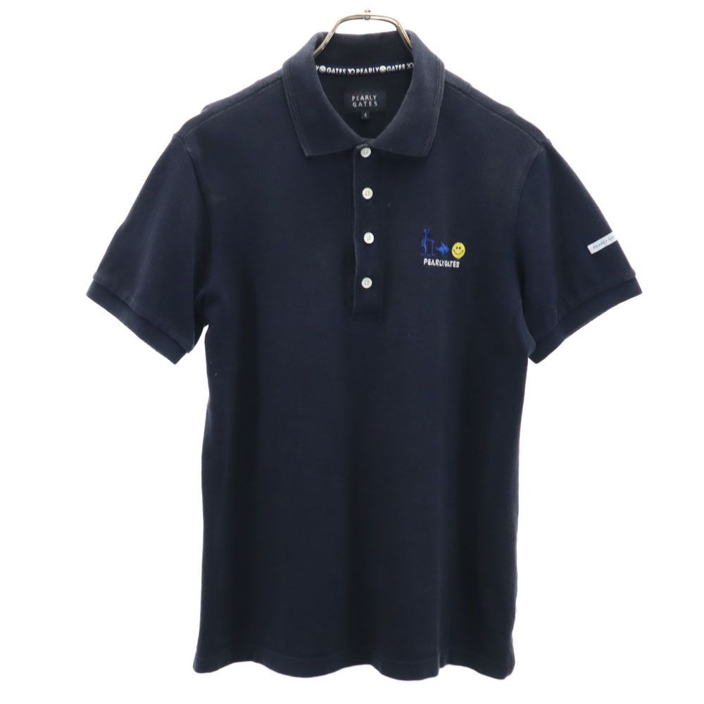 パーリーゲイツ 鹿の子ポロシャツ ネイビー系 4 美品 新品 パーリー