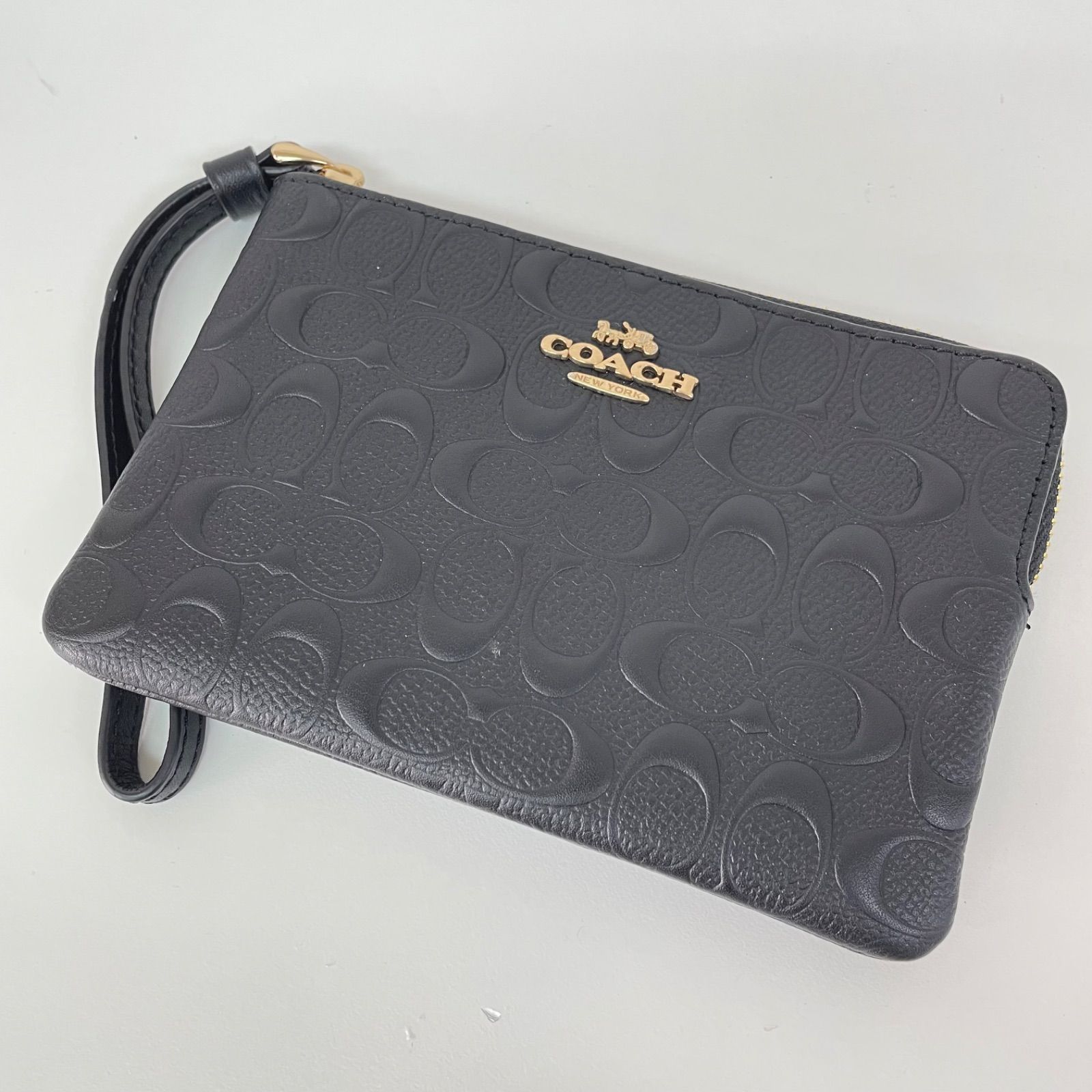 良品 COACH コーチ シグネチャー レザー リースレットポーチ