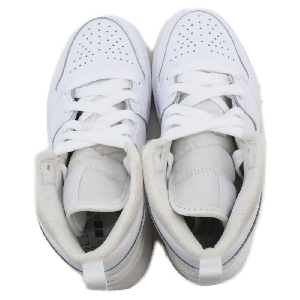 新品NIKE (ナイキ) PS Air Jordan 1 Mid Triple White エアジョーダン1 ミッド トリプルホワイト ミッドカットスニーカー キッズ 640734-130 ホワイト US12.5C/18.5cm 子供用 ファスナーブーツ