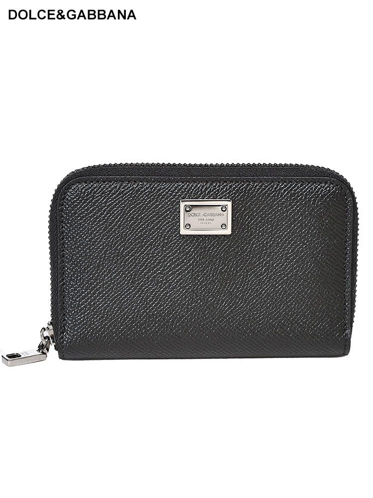 DOLCEu0026GABBANA  (ドルチェ ＆ ガッバーナ ) レザー ロゴプレート ミニウォレット DGBP2522AG219 メンズ (ブラック)