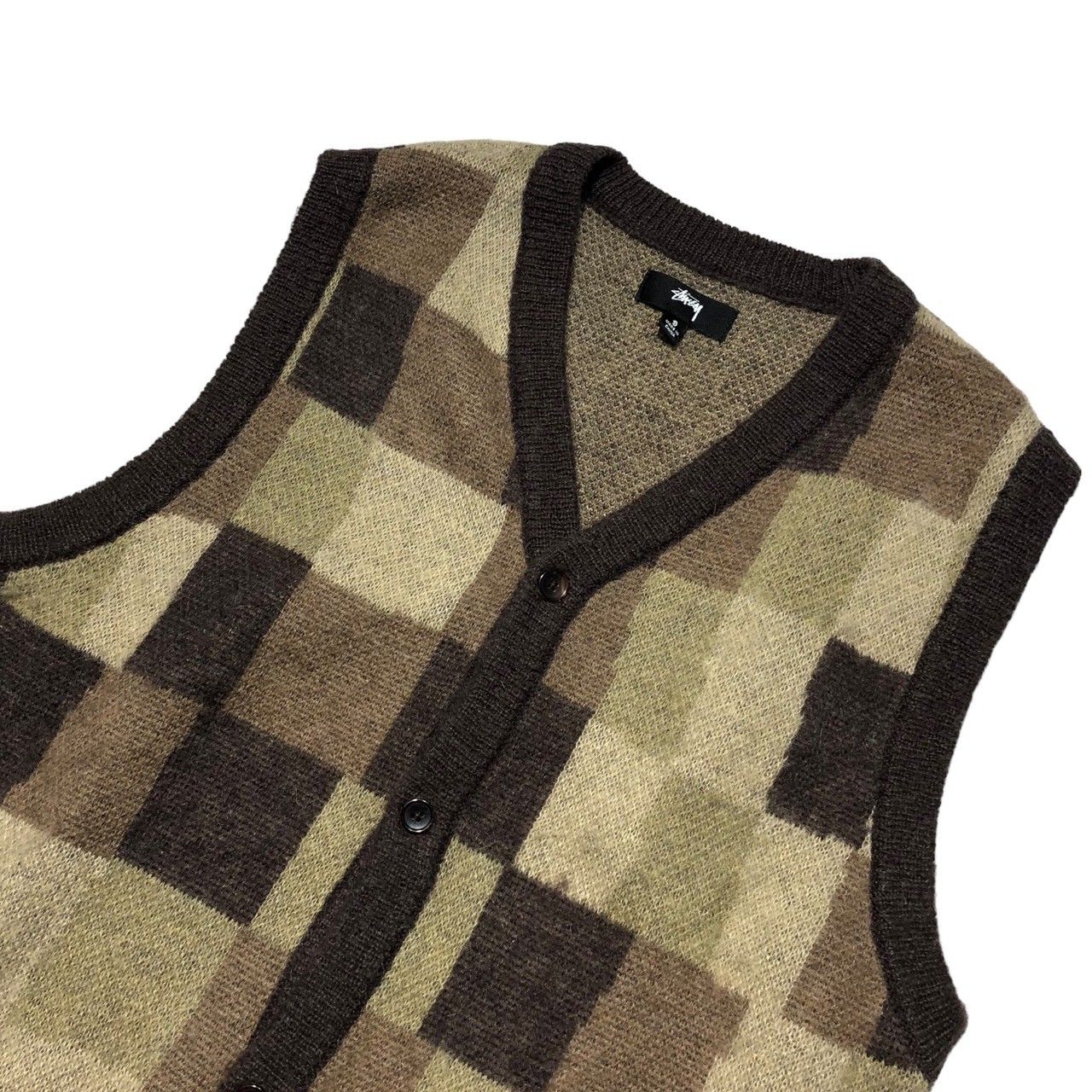 STUSSY(ステューシー) wobbly check sweater vest チェック セーター 