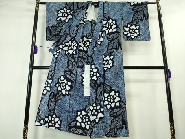 平和屋本店□極上 夏物 浴衣 有松鳴海絞り 草花文 綿 逸品  