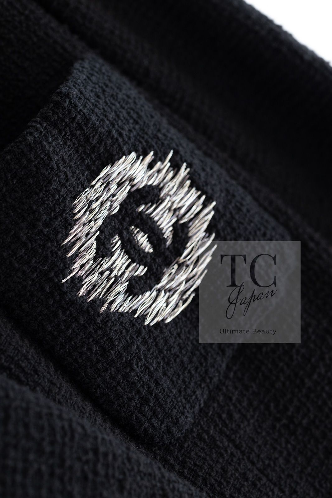 シャネル ジャケット CHANEL ブラック 黒 CCロゴ 刺繍 コットン