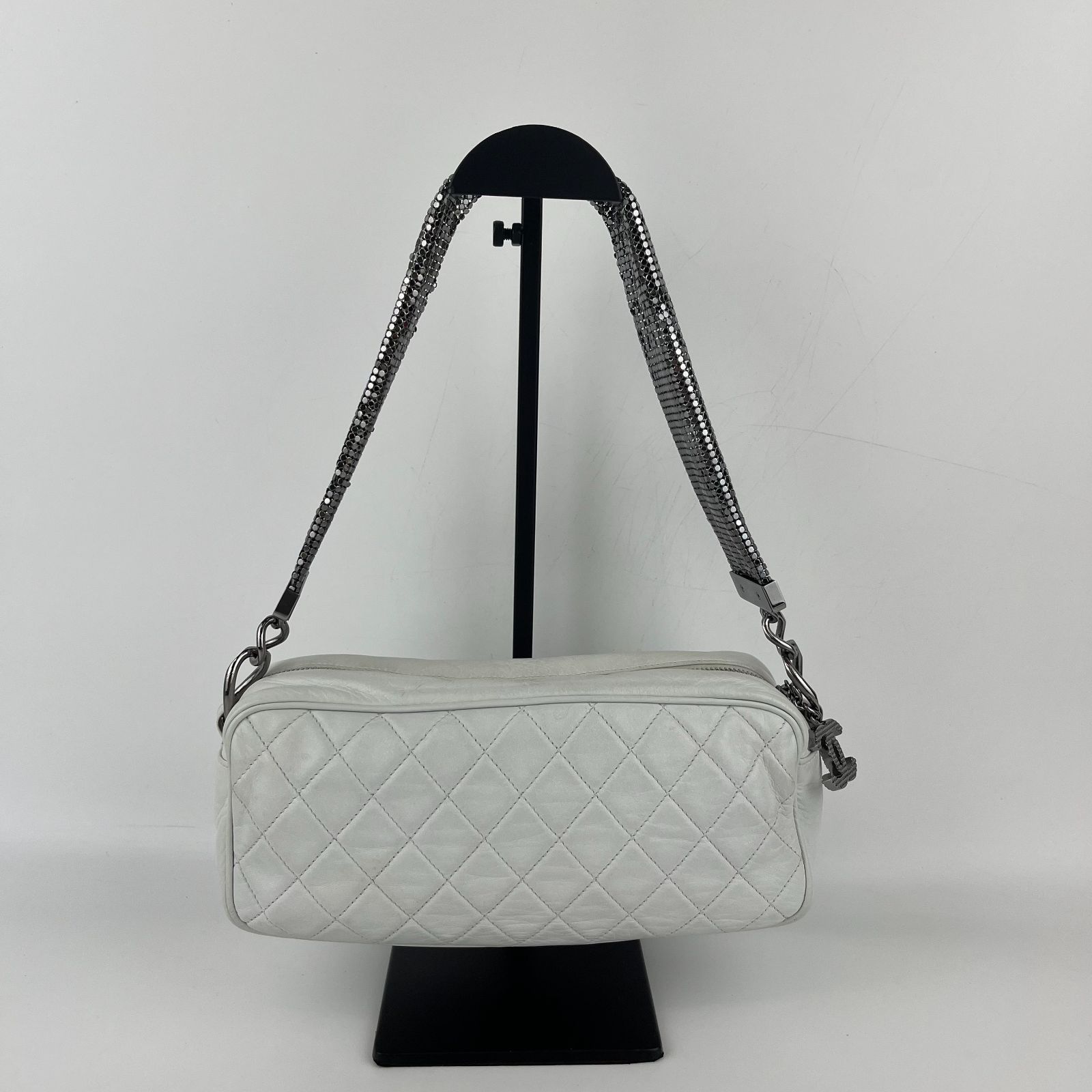 CHANEL VINTAGE BAG ホワイトレザーハンドバッグ