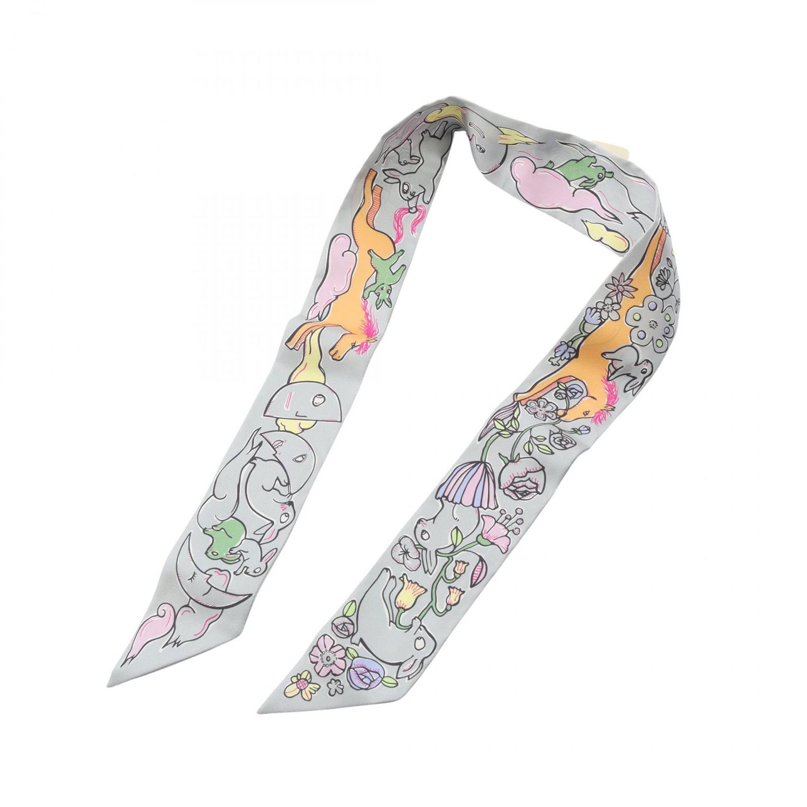 エルメス HERMES スカーフ ツイリー MILLE ET UN LAPINS シルク