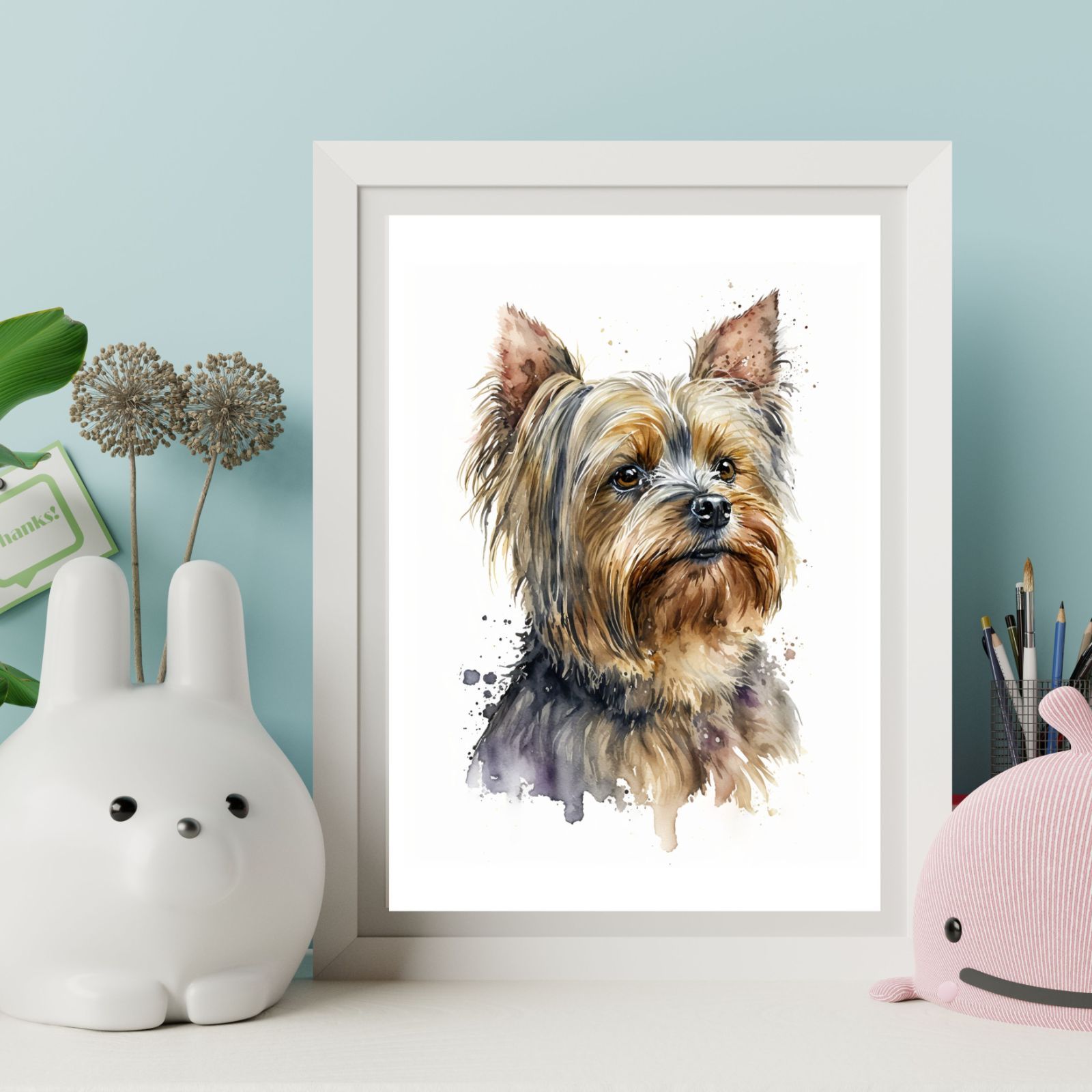 ヨークシャー・テリア 犬アート インテリアポスター 水彩 いぬの