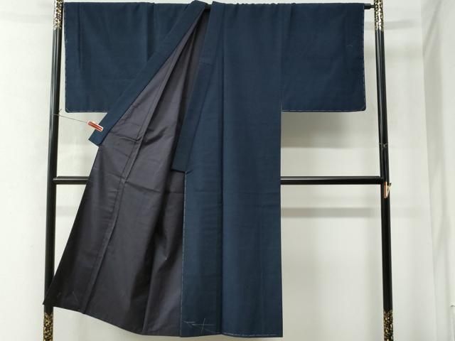 平和屋着物●男性　紬　アンサンブル　色無地　留紺色　キングサイズ　正絹　逸品　未使用　CAAU2264yc 平和屋着物○男性 紬 アンサンブル 色無地 留紺色 キングサイズ 正絹