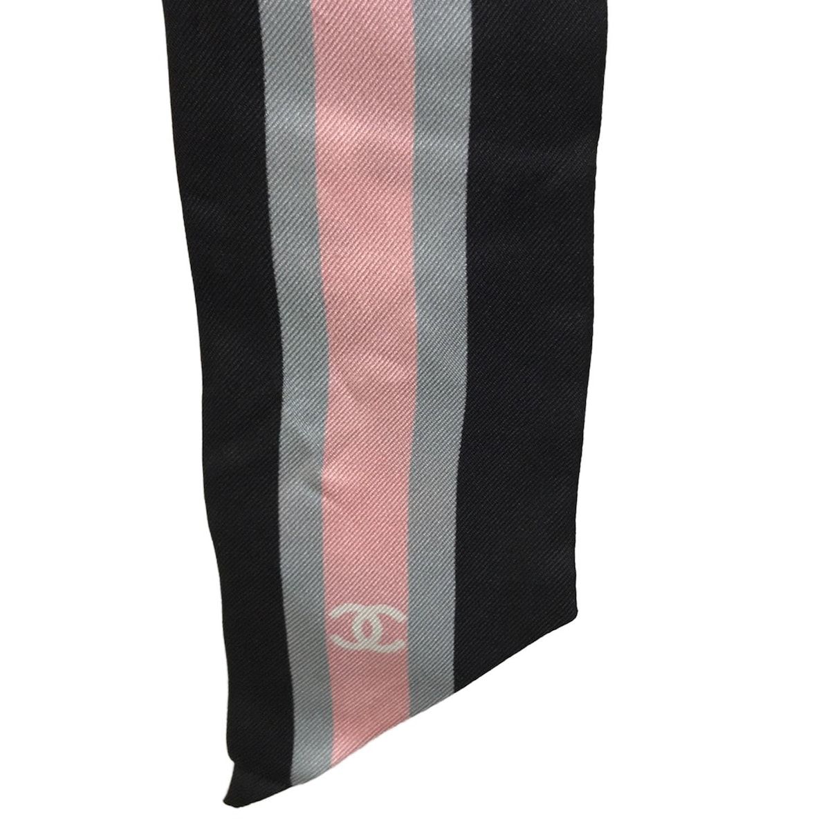 シャネル CHANEL - 黒×ライトピンク×マルチ リボンスカーフ/ヘアバンド  