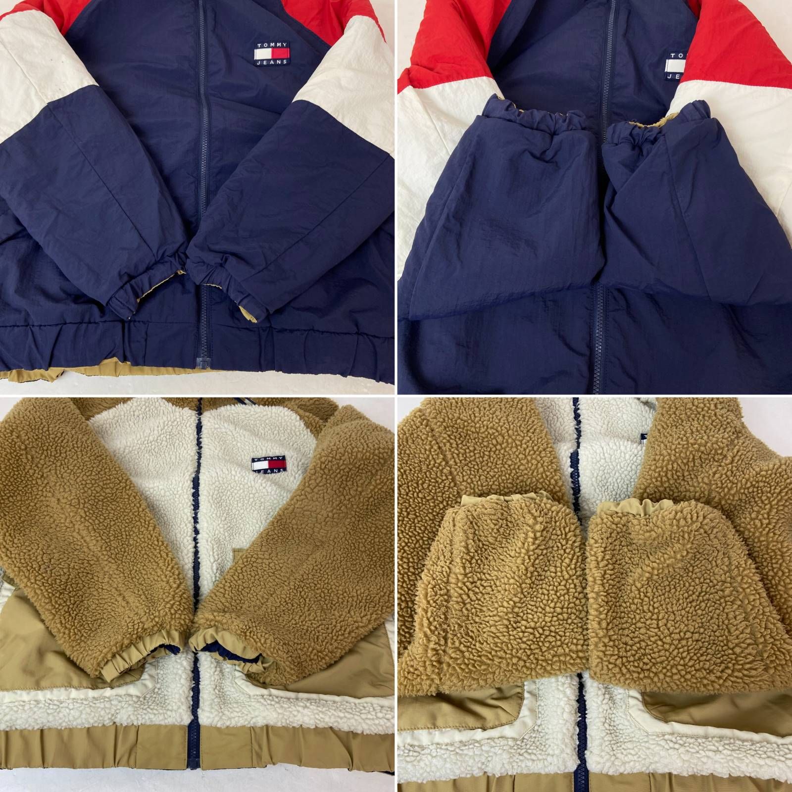 04w5122 TOMMY JEANS トミージーンズ トミーヒルフィガー リバーシブルジャケット フリースジャケット ナイロンジャケット 4500370952 DN0DM11859 Lサイズ キャメル トリコロール 八王子店 KANDAIZUMI_COM