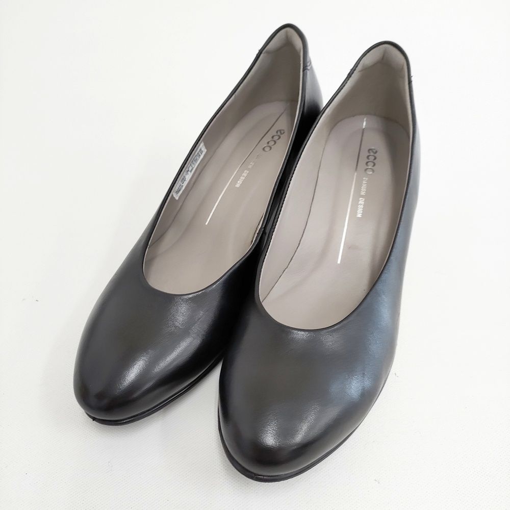 ecco sculpted 45 レザーブロックヒールパンプス EU38 24cm パンプス ブラック レディース エコー 5-0904G◎