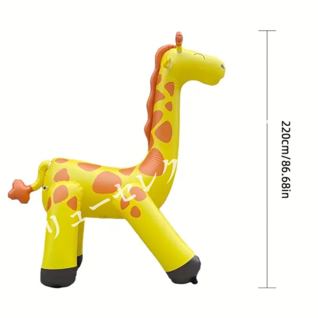 スプリンクラーおもちゃ ジラフ型インフレータブル噴水玩具 屋外水遊び用 夏季庭遊び ビーチ水スプレー構造 2.2 mビッグサイズPVC素材組立簡単 子供家庭向け 夏休み水イベント対応 親子遊び屋外レクリエーション 目立つデザイン 水遊びグッズ