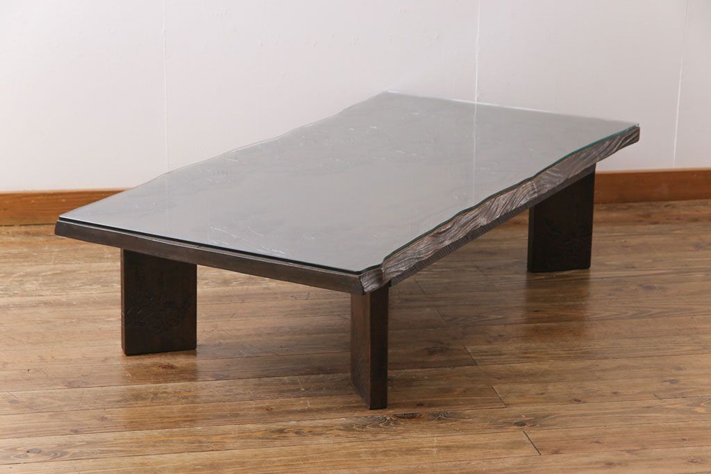 軽井沢彫り特注品 座卓 天板栃の木一枚板 伝統工芸 R-032057 - メルカリ