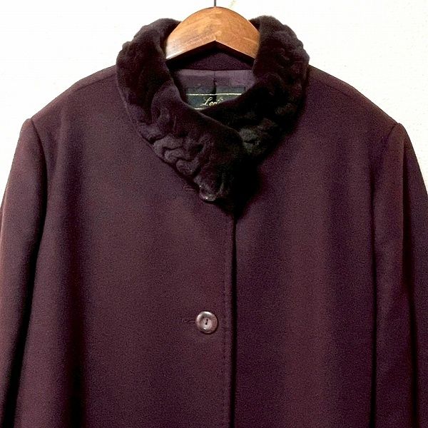 wnc レリアン Leilian コート 13 ボルドー ミンクファー カシミヤ