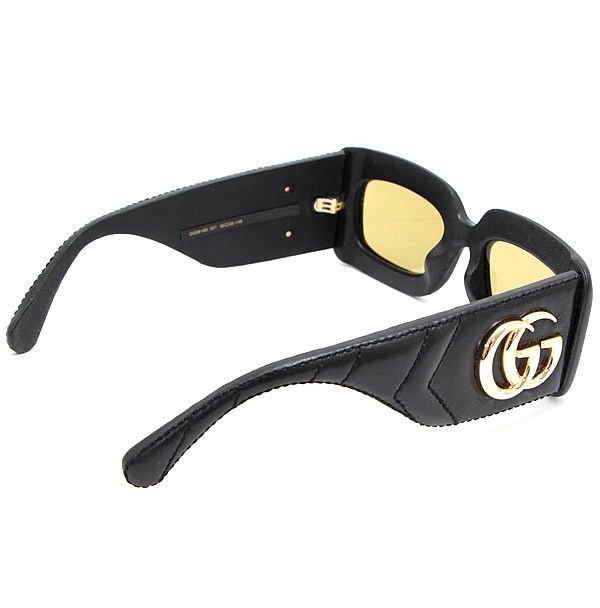 グッチ GUCCI サイドGG スネークキルティング サングラス レザー 黒 