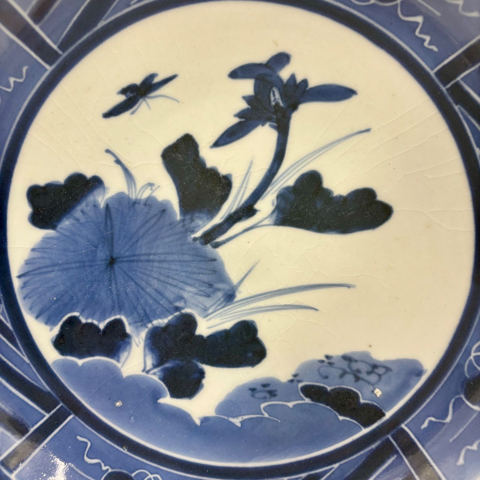 古伊万里 志田窯【 染付 蓮に蝶大皿】⑥ 31センチ - メルカリ