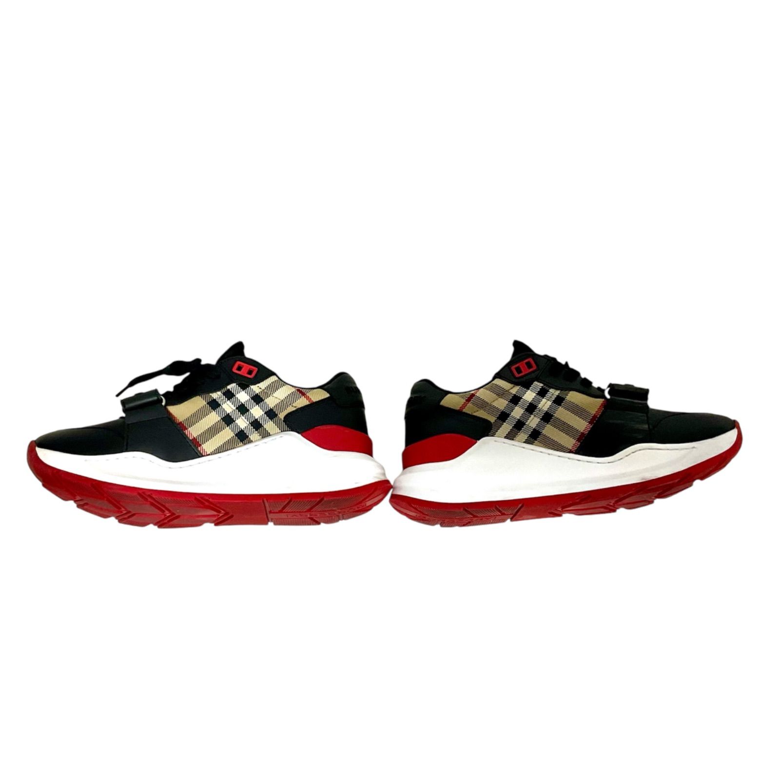 【正規品　レア品】　バーバリー　Burberry   Leather and Check Cotton  Sneakers  レザー&ヴィンテージチェック　コットンスニーカー　チェック　プリント　レースアップ　スニーカー　レディース　サイズ24㎝