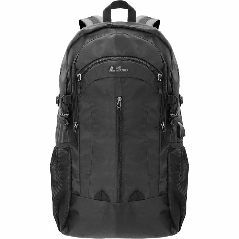 [ラドウェザー] リュック メンズ レディース 撥水・防汚 リュックサック 通勤 通学 登山 USB充電ポート付き (ブラック（60L）)