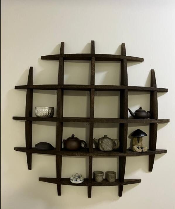 実用 木制 茶碗ラック 茶器展示棚 ソリッド ウッド 茶道 置物台 90 90cm MARWIL-DEMENAGEMENTS_CH