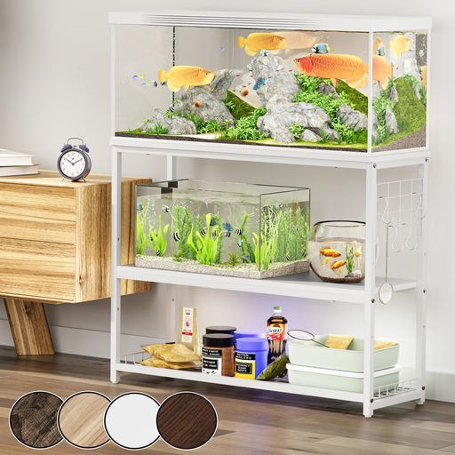 水槽台 水槽スタンド 耐荷重120kg 三段 頑丈フック付き 両開き扉60X30 水槽