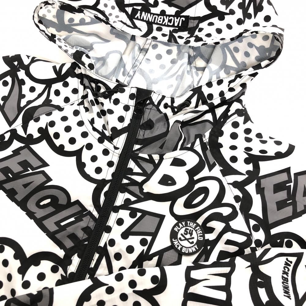 未使用タグ付　ジャックバニー　ゴルフ　ブルゾン　パーカー　ジャケット　メンズ 超美品ジャックバニー ジップパーカー 白×グレー 総柄 薄手 ブルゾン